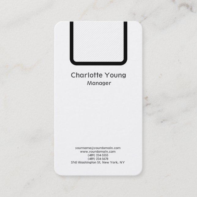 Plain simple minimalist professional black white business card (Front)