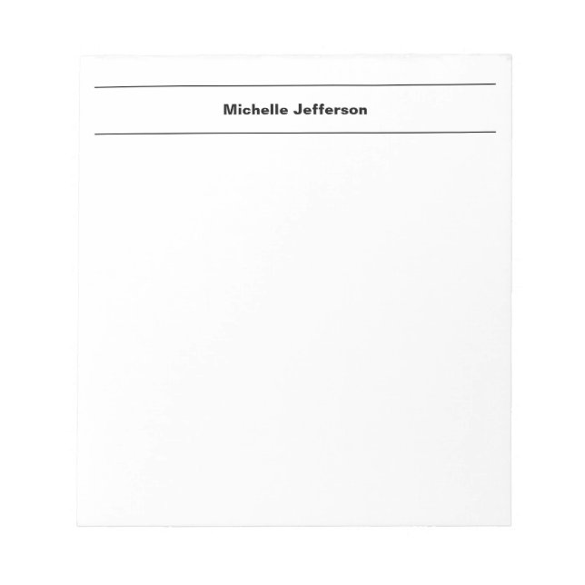 Plain Simple Modern Own Name Edit Minimalist Notepad (Front)