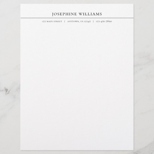 Plain Simple Personalised Letterhead (Front)