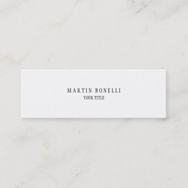 Plain Simple Professional White Mini Business Card (Front)