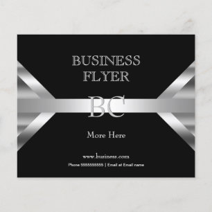 Plain Simple Silver Black White Monogram 4D2 Flyer