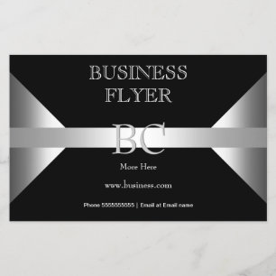 Plain Simple Silver Black White Monogram 4D3 Flyer