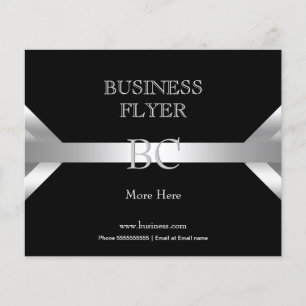 Plain Simple Silver Black White Monogram 4D Flyer