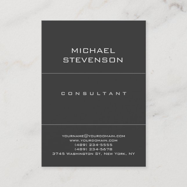 Plain Simple Trendy Consultant Grey Business Card (Front)