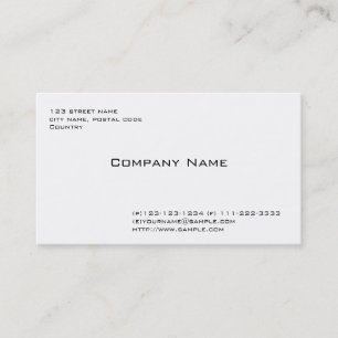 plain, simple white business card