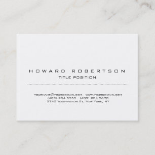 Plain Simple White Minimalist Legible Business Card