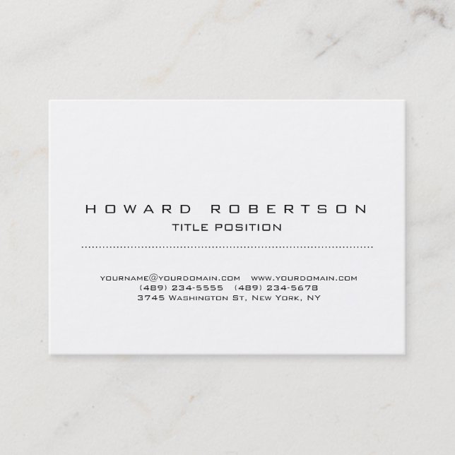 Plain Simple White Minimalist Legible Business Card (Front)