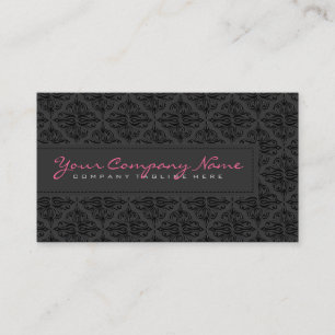 Plain Slick BlackMonochromatic Vintage Damask Business Card