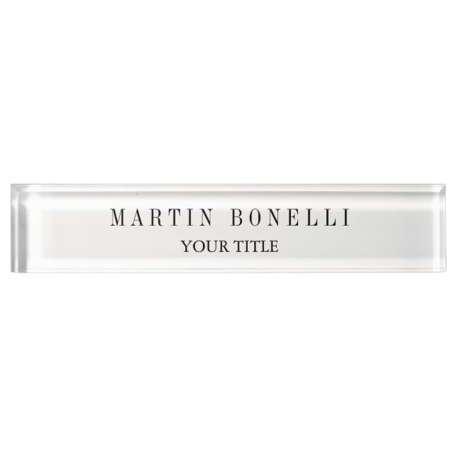 Plain Slim Professional Black & White Nameplate (Front)