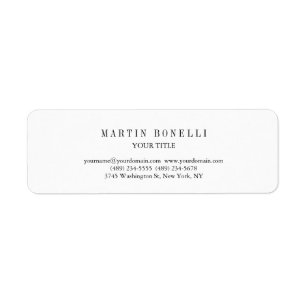 Plain Slim Professional Black & White Return Address Label