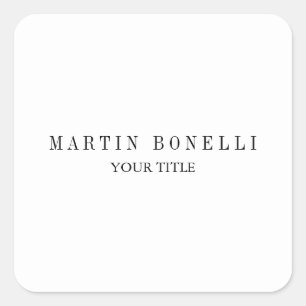 Plain Slim Professional Black & White Square Sticker