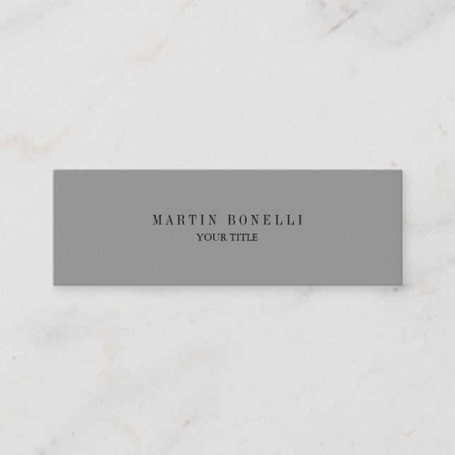 Plain Slim Professional Grey Mini Business Card (Front)