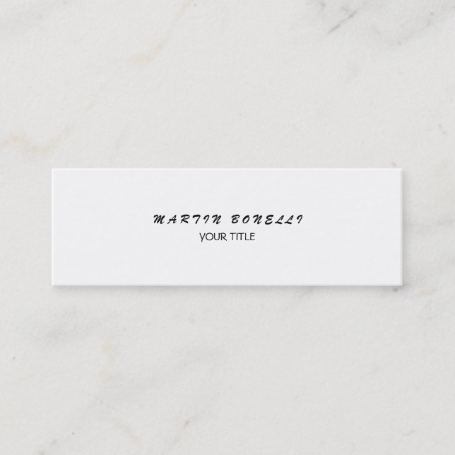 Plain Slim Professional Italic White Business Card (Front)