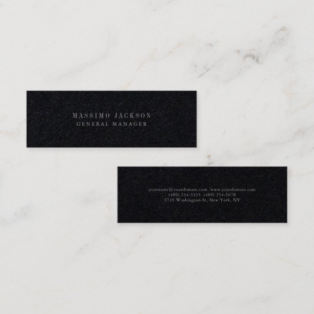 Plain Slim Professional Premium Black Mini Business Card (Front/Back)