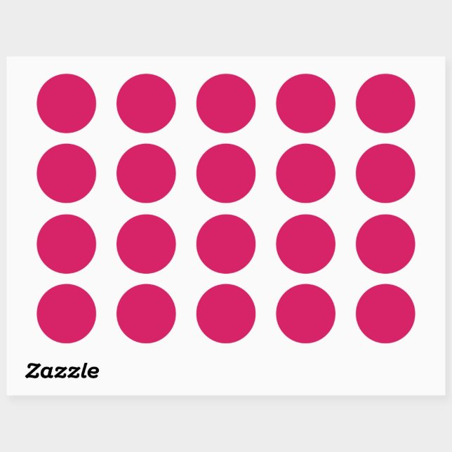 Plain solid colour ruby red dark pink classic round sticker (Sheet)
