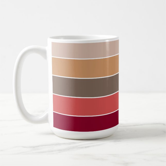 Plain Solid Coloured Striped Warm Autumn Colours  Coffee Mug (Left)
