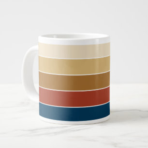 Plain Solid Coloured Striped Warm Autumn Colours Large Coffee Mug