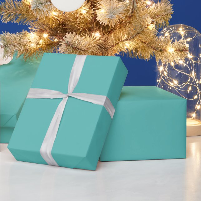 Plain solid eucalyptus pastel turquoise wrapping paper (Holidays)