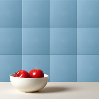 Plain solid pastel dusty blue ceramic tile