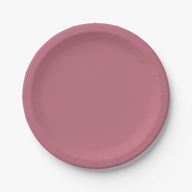 Plain solid pastel dusty rose paper plate (Front)