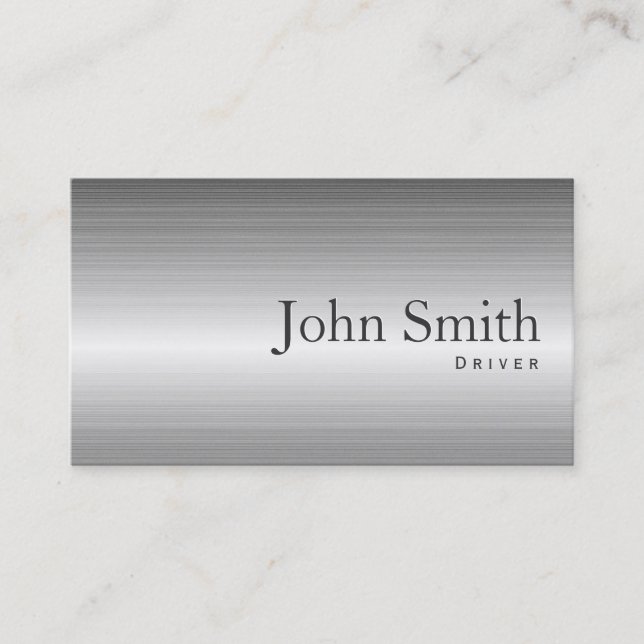 Plain Steel Metal Driver Business Card (Front)