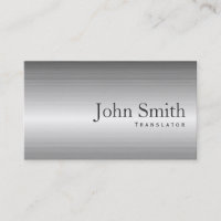 Plain Steel Metal Translator Business Card