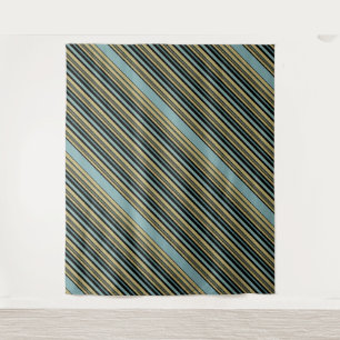 Plain Striped Olive green, Black and Grey Throw Pi Tapestry