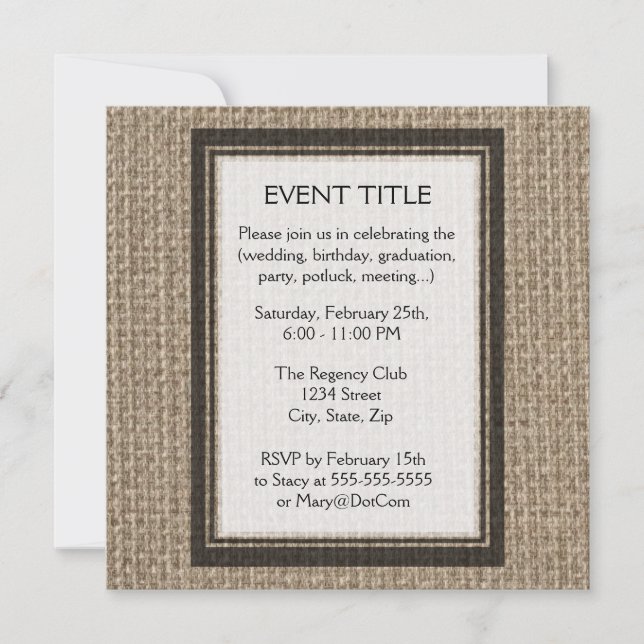 Plain tan burlap background template (Front)