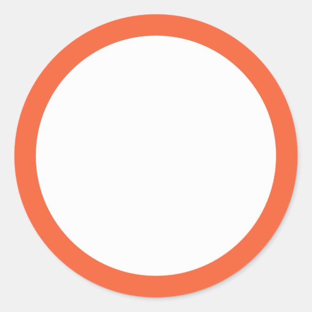 Plain tangerine orange border blank classic round sticker (Front)