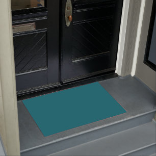 Plain teal dark Caribbean blue water Doormat