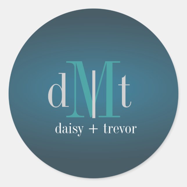 Plain Teal +Graphite Monogram stickers (Front)