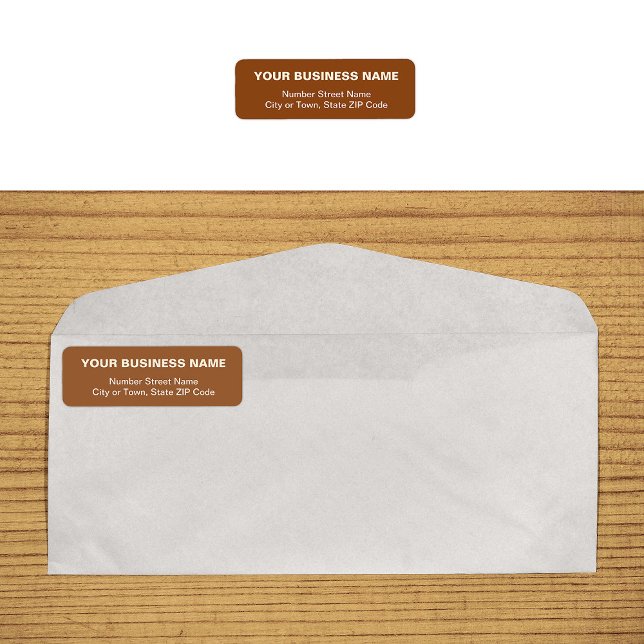 Plain Text Brown Business Return Address Label (Plain text brown business return address label on envelope)