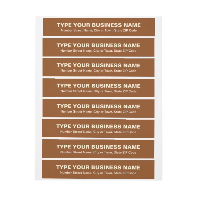 Plain Text Brown Business Wraparound Address Label (Sheet)