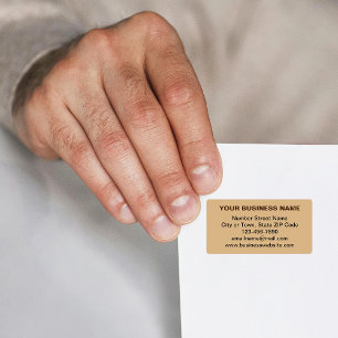 Plain Text Business Brand on Light Brown Address Label
