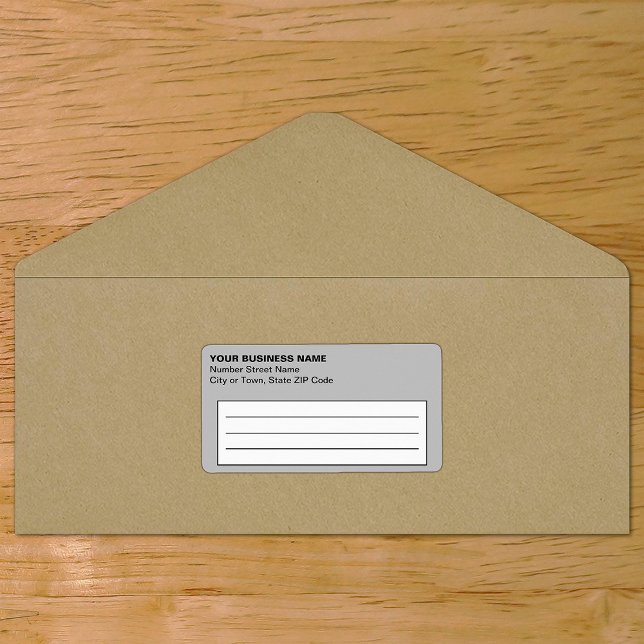 Plain Text Grey Business Shipping Label (Plain text gray business shipping label on envelope)