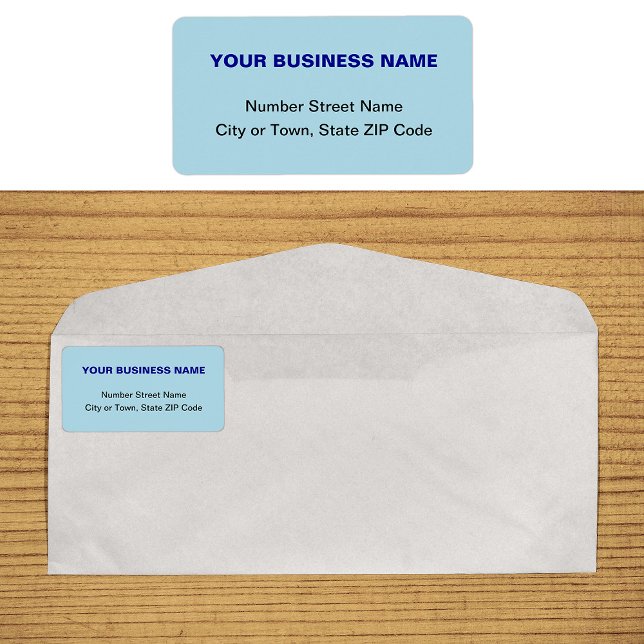 Plain Text Light Blue Business Address Label (Plain text light blue business address label on envelope)