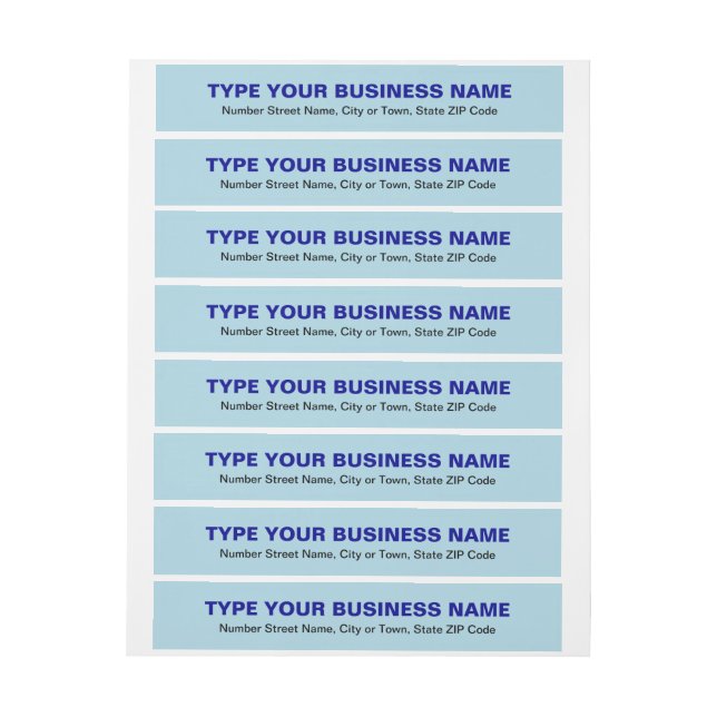 Plain Text Light Blue Business Wraparound Address Label (Sheet)