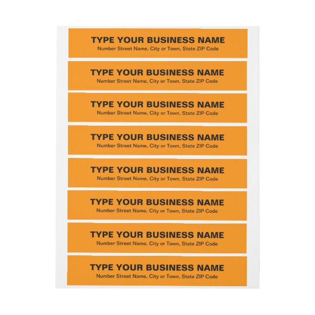Plain Text Orange Business Wraparound Address Label (Sheet)