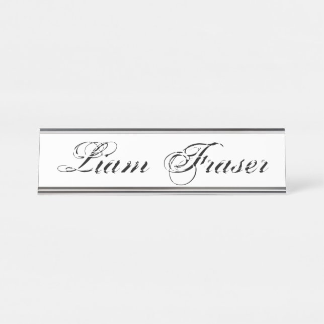 Plain Text Personalised Minimal Create Your Own Desk Name Plate (Front)