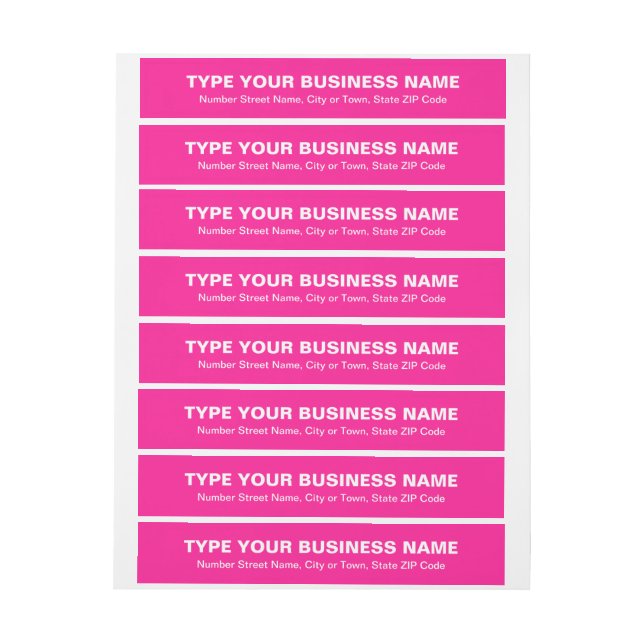 Plain Text Pink Business Wrap Around Address Label (Sheet)