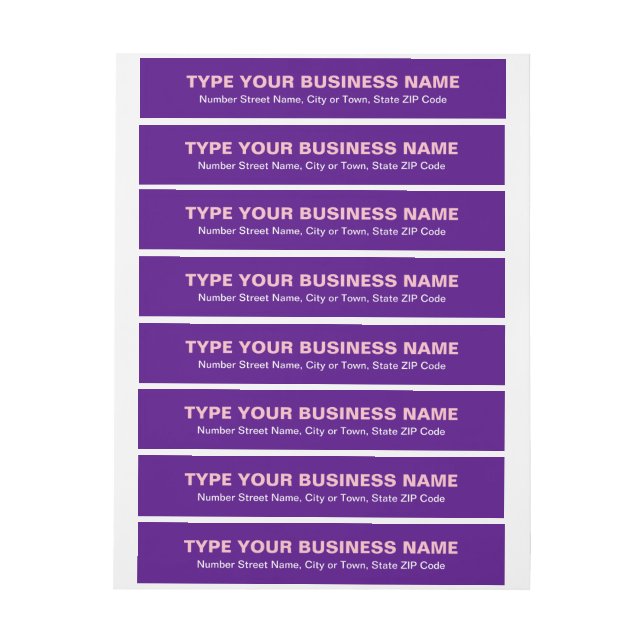 Plain Text Purple Business Wraparound Address Label (Sheet)