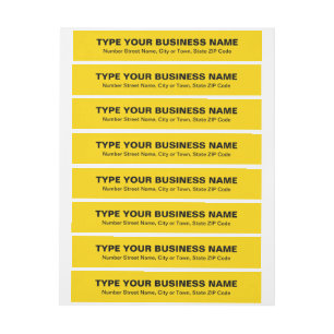 Plain Text Yellow Business Wraparound Address Label