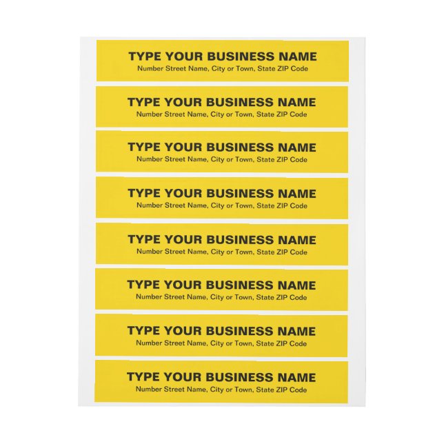 Plain Text Yellow Business Wraparound Address Label (Sheet)