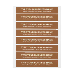 Plain Texts Brown Business Return Address Wrap Around Label