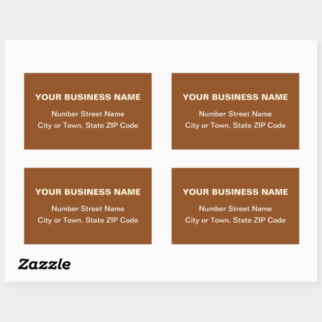 Plain Texts Business Address on Brown Rectangular Sticker (Sheet)