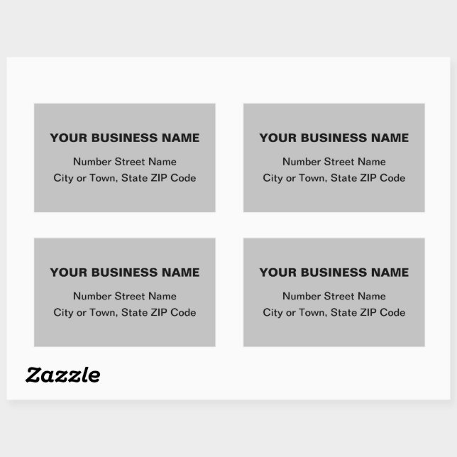 Plain Texts Business Address on Grey Rectangular Sticker (Sheet)