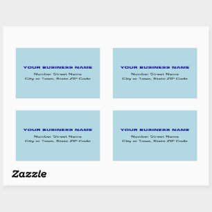 Plain Texts Business Address on Light Blue Rectangular Sticker