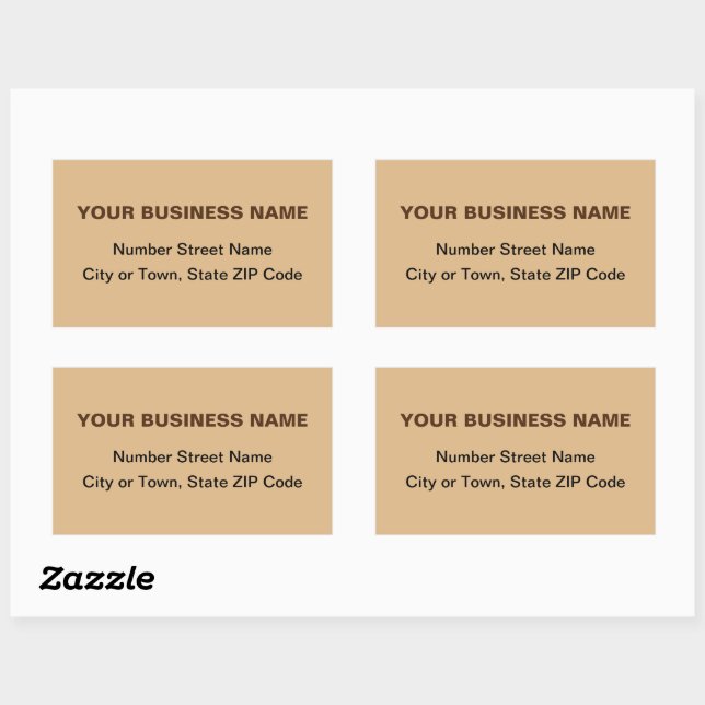 Plain Texts Business Address on Light Brown Rectangular Sticker (Sheet)