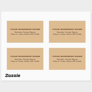 Plain Texts Business Address on Light Brown Rectangular Sticker