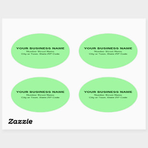 Plain Texts Business Address on Light Green Oval Sticker